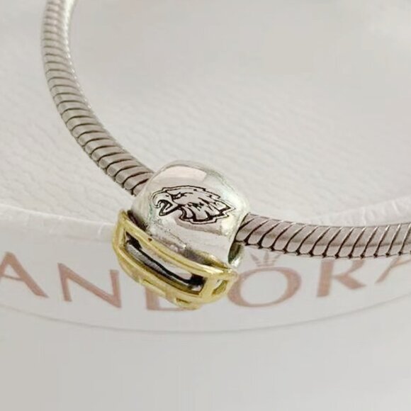 Pandora Philadelphia Eagles Football Helmet Charm Pendant - Picture 1 of 3